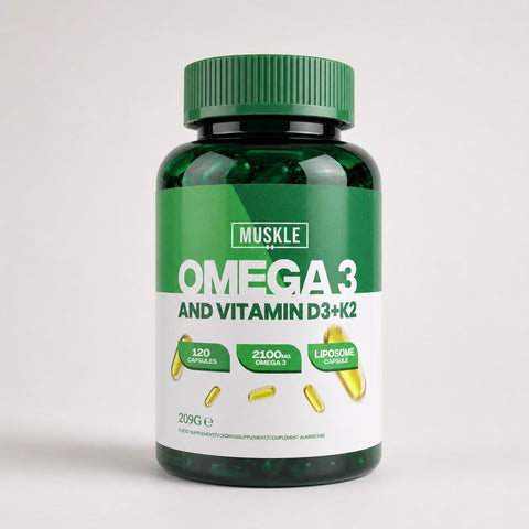 MUSKLE Omega 3 + Vitamin D3 + K2 - 120 Capsules