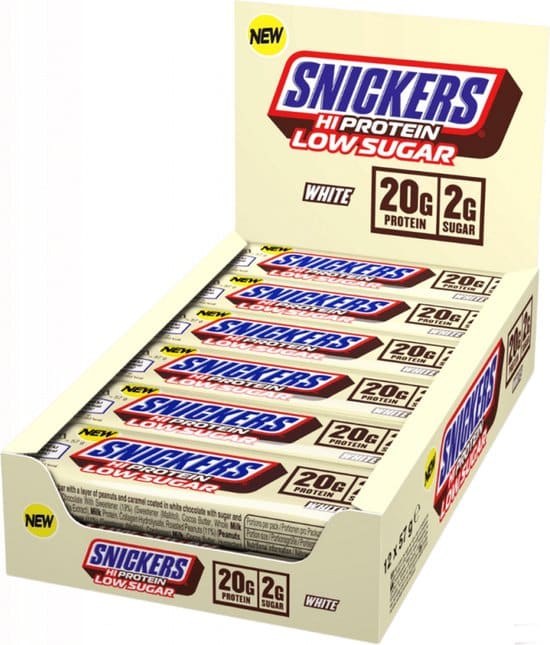Productgids: Snickers High Protein Bar Low Sugar White Chocolate — 12 × 57 g