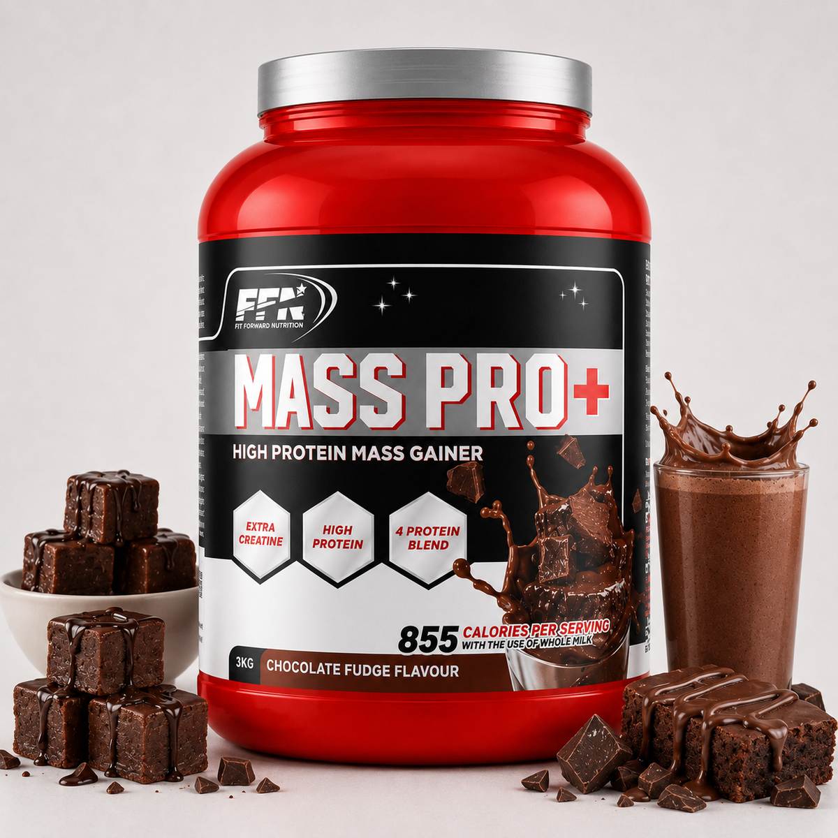 Fast Forward Nutrition Mass Pro+ Mass Gainer 3 kg – Chocolate Fudge