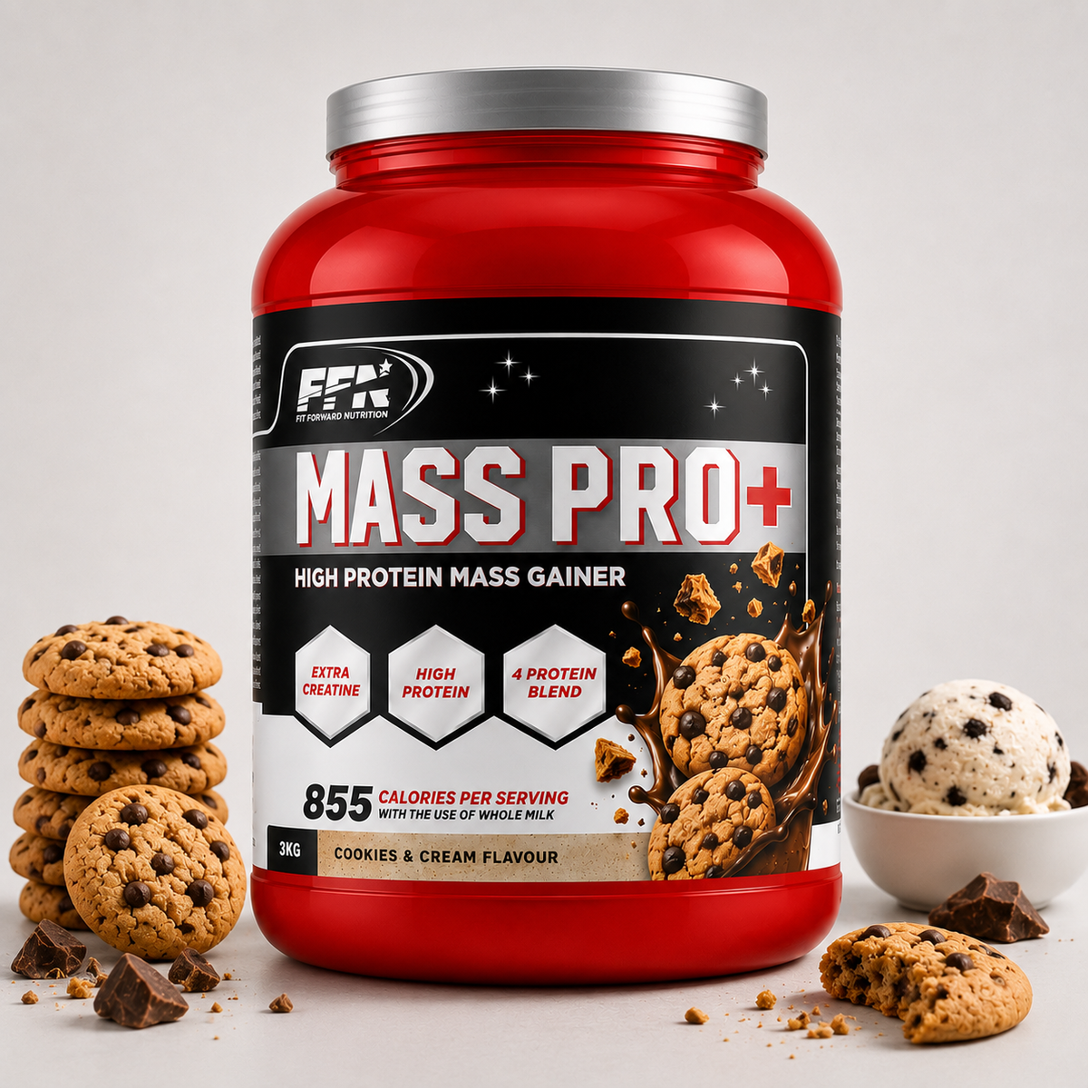 Fast Forward Nutrition Mass Pro+ Mass Gainer 3 kg – Cookies