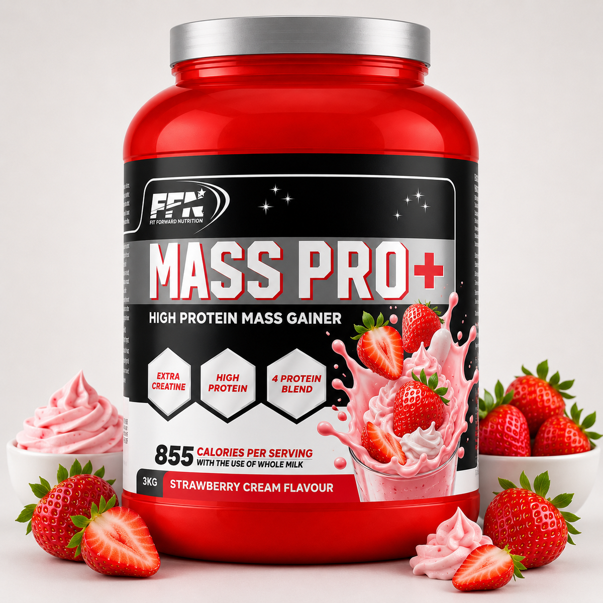Fast Forward Nutrition Mass Pro+ Mass Gainer 3 kg – Strawberry Cream