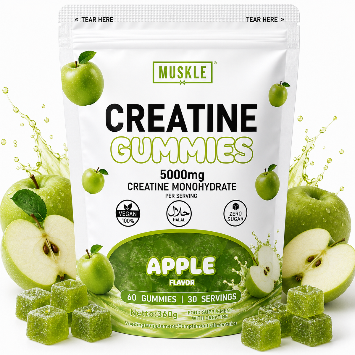 MUSKLE Creatine Monohydrate Gummies – Apple