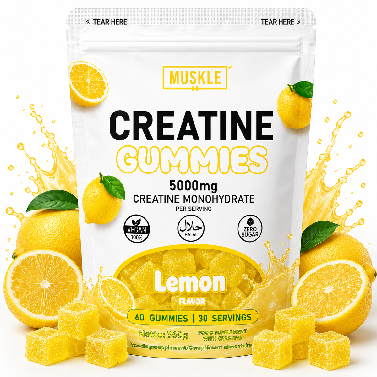 MUSKLE Creatine Monohydrate Gummies – Lemon