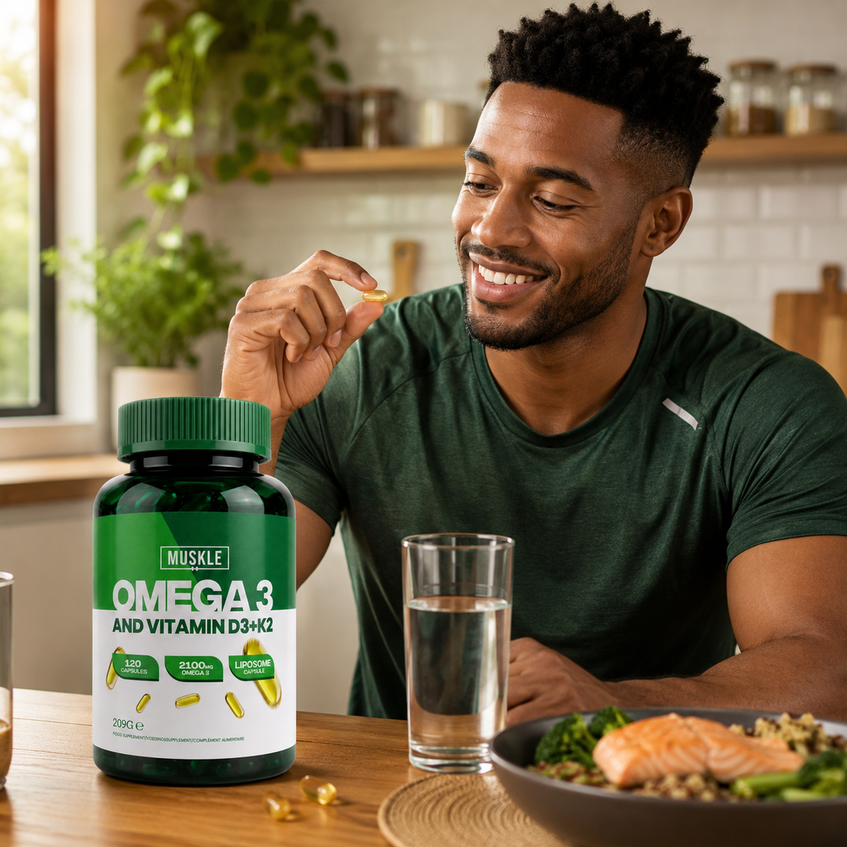 MUSKLE Omega 3 + Vitamin D3 + K2 - 120 Capsules