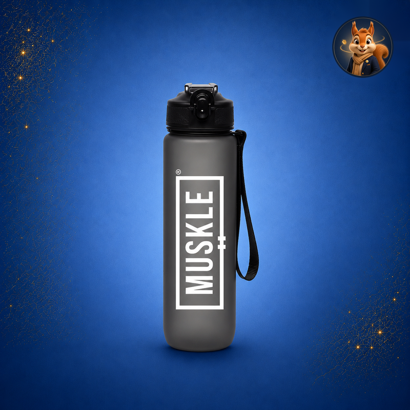 MUSKLE Lifestyle Water Bottle 1L in zwart