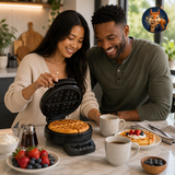Wafelijzer HW 1225 - Wafelmaker Hartjeswafels / Hartjeswafelijzer - 5 Hartjeswafels - 1200W - Vaste Bakplaten - Zwart - PFAS vrij — Points Reward