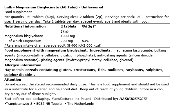 Bulk Magnesium Bisglycinate